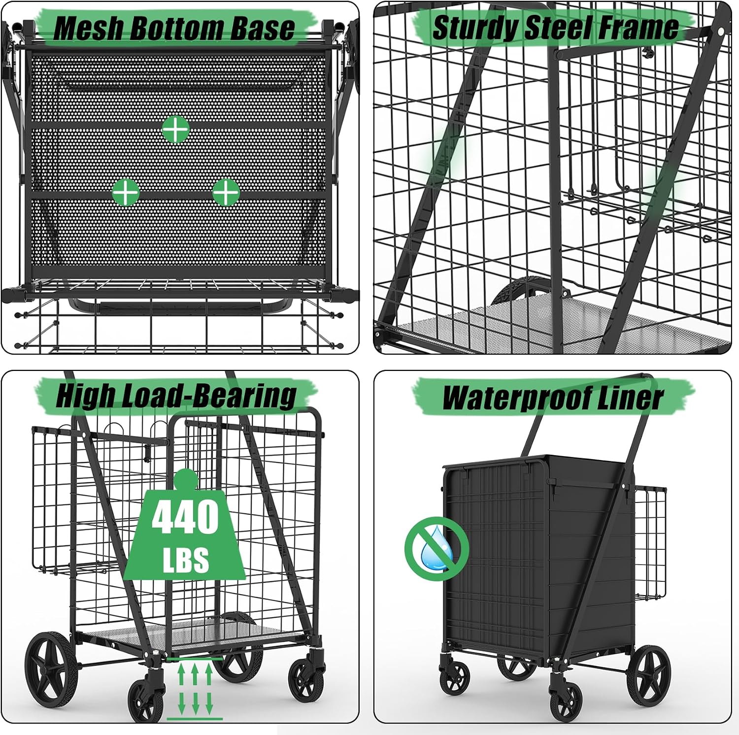 Heavy Duty Folding Shopping Ca - Heavy Equipment Washing ulasan dan harga